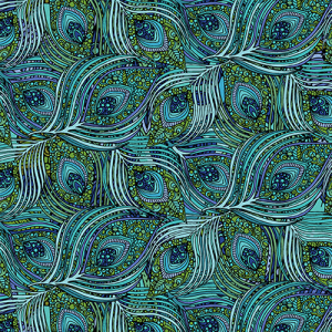 Benartex Fabric - Alluring Peacock - Featherly Turquoise