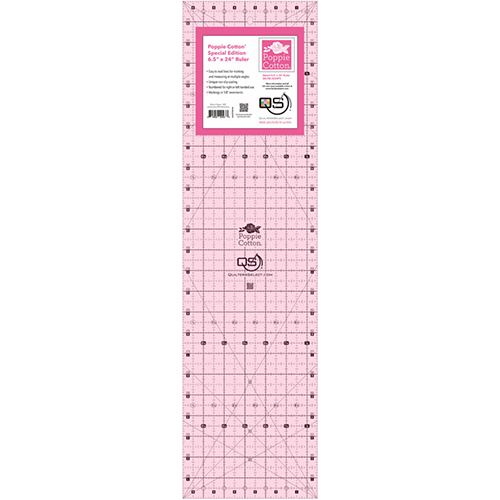 Quilter’s Select Poppie Cotton Special Edition Pink Ruler 6.5″ x 24″