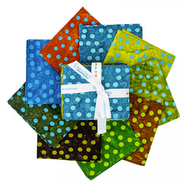 Riley Blake-Expressions Batiks Elementals Polka Pop-Green/Blue