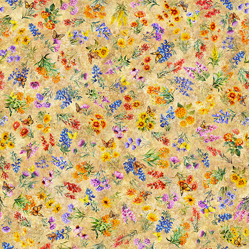 QT Fabrics ATXSH Wildflowers Tan (PRE-ORDER)