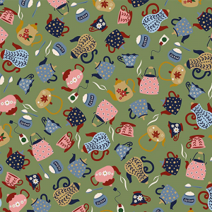 Riley Blake - A Spoonful of Sugar - Tea & Sugar - Green