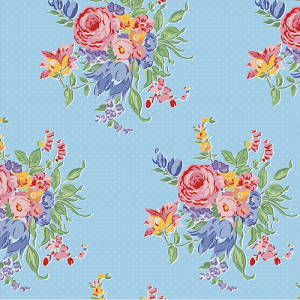 Riley Blake-Dear Sweethearts Floral Pindot Blue (PRE-ORDER)