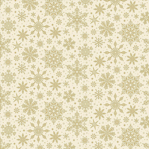 Riley Blake-Poinsettias at Christmas Snowflakes Cream Foil (PRE-ORDER)
