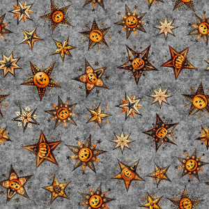 QT Fabrics Jeepers Creepers Star Smoke