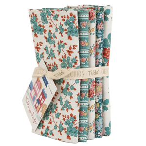 TILDA Village Life Fat Quarter Bundle-Teal (5pc)