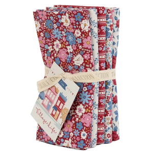 TILDA Village Life Fat Quarter Bundle-Burgundy (5pc)